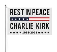 Riposa in pace Charlie Kirk, bandiera commemorativa, tributo a Charlie 1993-2025, striscione da giardino a 3 strati, doppio lato, 3x5