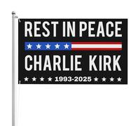 Riposa in pace Charlie Kirk, bandiera commemorativa, tributo a Charlie 1993-2025, striscione da giardino a 3 strati, doppio lato, 3x5