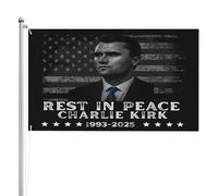 Riposa in pace Charlie Kirk, bandiera commemorativa, tributo a Charlie 1993-2025, striscione da giardino a 3 strati, doppio lato, 3x5
