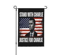 Riposa in pace Charlie Kirk, bandiera repubblicana con supporto Charlie, bandiere da giardino, 12 x 18 pollici, striscione bifacciale senza asta.