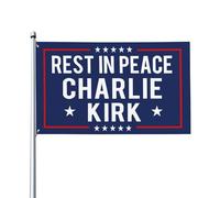 Riposa in pace, tributo a Charlie Kirk, bandiera repubblicana, supporto con bandiere Charlie, cartello da giardino da 3x5 piedi