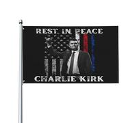 Riposa in pace, tributo a Charlie Kirk, bandiera repubblicana, supporto con bandiere Charlie, cartello da giardino da 3x5 piedi