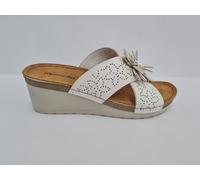 Riposella Ciabatte Donna Matilde in Similpelle Con Fiore - BIA (Bianco)