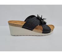 Riposella Ciabatte Donna Matilde In Similpelle Con Fiore - NER (Nero)