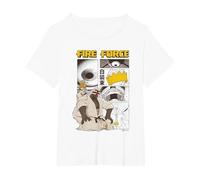 Ripple Junction x Fire Force Haumea And Charon Manga Scene Maglietta, Donna Plus-Size, Bianco, 5X