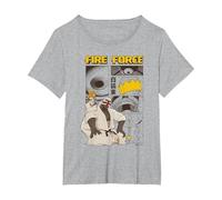 Ripple Junction x Fire Force Haumea And Charon Manga Scene Maglietta, Donna Plus-Size, Grigio Melange, 3X