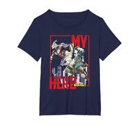 Ripple Junction x My Hero Academia all Might Deku Bakugo Maglietta, Donna Plus-Size, Navy, 2X
