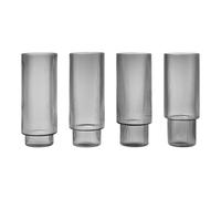 Ripple Long Drinking Glass Set di 4 Affumicati