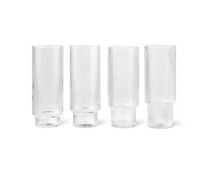 Ripple Set di 4 Bicchieri da Bere Lunghi Trasparente