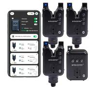RIPPTON Bitekeeper Pro - Allarme intelligente ricaricabile con ricevitore, set da 3 + 1 4 + 1, Bluetooth APP Connect Wireless Fishing LED Sensitive, indicatori di abboccata per pesca diurna/notturna