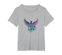 Riprenditi la Tua Vita Ispirazione per l'empowerment di Phoenix Maglietta, Donna Plus-Size, Grigio Melange, 3X