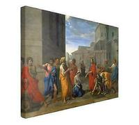 RIPRODUZIONE D'AUTORE POUSSIN CRISTO E LA DONNA 100X70CM