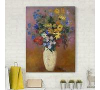 RIPRODUZIONE D'AUTORE REDON VASO BIANCO CON FIORI 100X70CM