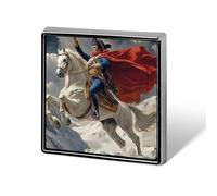 Riproduzione di spilla con stemma quadrato raffigurante Napoleone che attraversa le Alpi, per regali da donna e uomo.