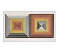 Riproduzione Fine Art su Tela Rolled - Frank Stella - Doppio Scramble Grigio - 76x101 Cm | Colori resistenti allo sbiadimento | Decorazione murale unica per interni moderni