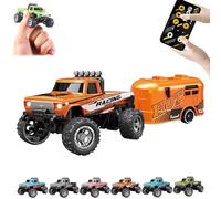 RipRush Mini Monster 1:64 Off-Road LED Alloy Racer, 2025 New 3-Speed Variable Speed Off-Road Vehicle with LED and Remote Control, Unleash Adventure, Build Skills (Orange,#B)