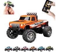 RipRush Mini Monster 1:64 Off-Road LED Alloy Racer, 2025 New 3-Speed Variable Speed Off-Road Vehicle with LED and Remote Control, Unleash Adventure, Build Skills (Orange,#A)