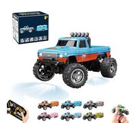 Riprush Mini Monster 1/64, Off-Road LED Alloy Racer, 3-Speed Modes, with Lights, Aerospace-Grade Alloy Construction Mini Monster Truck RC Car with Trailer (no Trailer,Red)