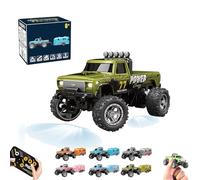 Riprush Mini Monster 1/64, Off-Road LED Alloy Racer, 3-Speed Modes, with Lights, Aerospace-Grade Alloy Construction Mini Monster Truck RC Car with Trailer (no Trailer,Green)