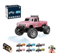 Riprush Mini Monster 1/64, Off-Road LED Alloy Racer, 3-Speed Modes, with Lights, Aerospace-Grade Alloy Construction Mini Monster Truck RC Car with Trailer (no Trailer,Pink)