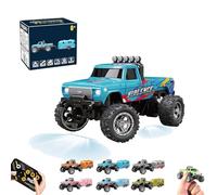 Riprush Mini Monster 1/64, Off-Road LED Alloy Racer, 3-Speed Modes, with Lights, Aerospace-Grade Alloy Construction Mini Monster Truck RC Car with Trailer (no Trailer,Blue)
