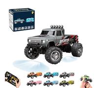 Riprush Mini Monster 1/64, Off-Road LED Alloy Racer, 3-Speed Modes, with Lights, Aerospace-Grade Alloy Construction Mini Monster Truck RC Car with Trailer (no Trailer,Gray)