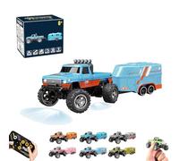 Riprush Mini Monster 1/64, Off-Road LED Alloy Racer, 3-Speed Modes, with Lights, Aerospace-Grade Alloy Construction Mini Monster Truck RC Car with Trailer (Trailer,Red)