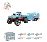 Riprush Mini Monster 1/64, Off-Road LED Alloy Racer, Rip Rush Compact Remote Control Truck with LED Lights 3-Speed Modes, Mini Monster Truck RC Car with Trailer Cool (Blue2)