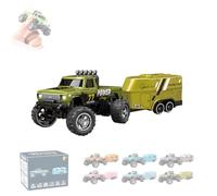 Riprush Mini Monster 1/64, Off-Road LED Alloy Racer, Rip Rush Compact Remote Control Truck with LED Lights 3-Speed Modes, Mini Monster Truck RC Car with Trailer Cool (Green)