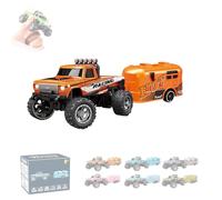 Riprush Mini Monster 1/64, Off-Road LED Alloy Racer, Rip Rush Compact Remote Control Truck with LED Lights 3-Speed Modes, Mini Monster Truck RC Car with Trailer Cool (Orange)