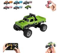 Riprush Mini Monster 1/64, Off-Road LED Alloy Racer, with LED Lights, 3-Speed Modes, 2.4GHz Racing System, for Ages 14+ Hobbyists and Collectors (Green)