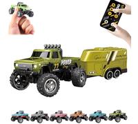 Riprush Mini Monster 1/64, Off-Road LED Alloy Racer, with LED Lights, 3-Speed Modes, 2.4GHz Racing System, for Ages 14+ Hobbyists and Collector (Green)