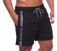 RIPT Costume Uomo Asciugatura Rapida - Pantaloncini Mare con Rete Interna, Protezione UV50, Boardshort Spiaggia Nuoto Surf Estate (Nero/Grigio, XXL)