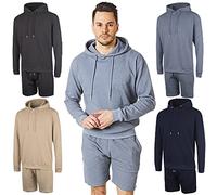 RIPT Performance - Completo da uomo casual con cappuccio e pantaloncini, blu, 2XL