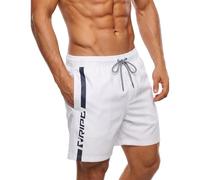 RIPT Performance Uomo Pantaloncini da bagno a rapida asciugatura con protezione solare UV 50, Bianco/Navy, XXL