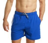 RIPT Performance Uomo Pantaloncini da bagno a rapida asciugatura con protezione solare UV 50, Bianco/Blu reale, L