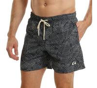 RIPT Performance Uomo Pantaloncini da bagno a rapida asciugatura con protezione solare UV 50, Stampa a foglie della marina, S