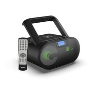 Riptunes - Lettore CD portatile Boombox AM FM Radio, Bluetooth, USB, Aux In, MP3 CD Stereo Sound con Bass Boost, Luci Partito, Jack per cuffie, Display LCD