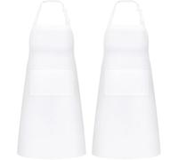 Riqiaqia 2 pezzi Grembiule da Cucina Bianco con 2 Tasche, Grembiule Taglie Forti, Grembiuli da Cuoco da Cucina Resistenti alle Macchie di Olio d'acqua, per Cucinare, Servire, Cuocere al Barbecue