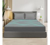 RIQINXIN Messa a terra Lenzuolo con angoli per letto matrimoniale, in fibra di argento, per adulti e anziani, 99 x 203 x 25,4 cm, grigio