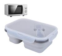 Riquadro pieghevole, due scomparti, la più riutilizzabile contenitore di stoccaggio alimentare in silicone, lavastoviglie a microonde al sicuro legge Contenitore pieghevolero, portatile e trasportato.