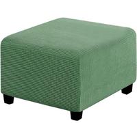 RIRWICM Quadratischer Stretch-FußHocker-Bezug, Staubdicht, Waschbar, Stretch-Ottomane-Bezug, Universeller Pouf-Bezug Mit Elastischer Unterseite, Rutschfester Jacquard-Ottomane-Bezug