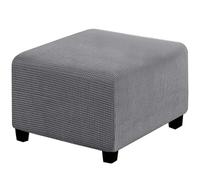 RIRWICM Quadratischer Stretch-FußHocker-Bezug, Staubdicht, Waschbar, Stretch-Ottomane-Bezug, Universeller Pouf-Bezug mit Elastischer Unterseite, Rutschfester Jacquard-Ottomane-Bezug