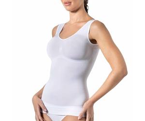 Risalti Canotta Donna Modellante Spalla Larga - Canottiera Donna Microfibra Elasticizzata, Top Intimo Modellante Senza Cuciture ed Etichette, Body Contenitivo, Traspirante - Made in Italy