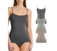 Risalti Canotta Donna Spalla Stretta Eco Friendly 3pz - Canottiera Donna Seamless, Canotta Spalline Sottili in Microfibra Yees Green, Tank Top Sostenibile e Confortevole - Made in Italy