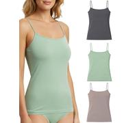 Risalti Canotta Donna Spalla Stretta Eco Friendly 3pz - Canottiera Donna Seamless, Canotta Spalline Sottili in Microfibra Yees Green, Tank Top Sostenibile e Confortevole - Made in Italy