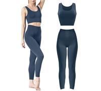 Risalti Completo Palestra Donna Costina Ilena - Leggins Sportivi Donna in Microfibra, Top Donna Sportivo, Pantaloni Elasticizzati Donna, Abbigliamento Donna Senza Cuciture - Made in Italy