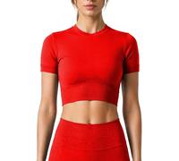 Risalti Crop Top Donna Ilena in Microfibra Elasticizzata - Maglietta Donna Maniche Corte, T-Shirt Aderente Pancia Scoperta, Top Estivi a Costina Fitness Pilates Yoga