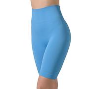 Risalti Pantaloncini Palestra Donna Ciclista Costina Sara - Leggins Sportivi Donna in Microfibra, Shorts Donna Vita Alta, Pantaloncini Sportivi Donna, Ciclista Donna Senza Cuciture - Made in Italy