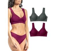Risalti Reggiseno Senza Ferretto con Spalla in Pizzo Rib 2 pz - Donna Elasticizzato in Microfibra, Top Seamless Senza Cuciture - Made in Italy